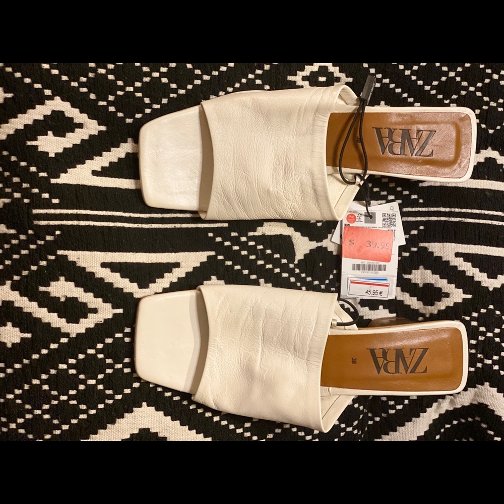 Zara square toe block mule